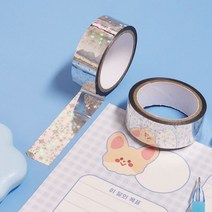 테이프 반짝이테이프 다꾸테이프 꾸미기테이프 레이저 별 홀로그램테이프 15mm 실버, 상세페이지 참조, 상세페이지 참조