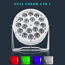 디제잉기계 디제잉장비 홈레코딩 18x12W RGBW 4in1 LED 평면 스포트 라이트 8 개 원격 제어 파 빛 DJ 디스코 파티 무대 조명, 05 White, EU 플러그