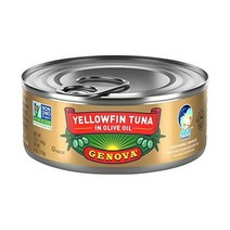 Genova 올리브 오일에 담근 프리미엄 황다랑어 통조림 자연산 단단한 빛 5 oz. 캔(24개), 올리브유