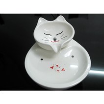 고양이 정수기 도자기 분수대 세라믹음수대 정수기필터 자동급수기 세트, 화이트캣 1400ML 배직플러그인 워터펌프