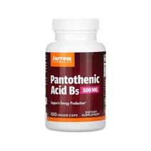 자로우 포뮬러스 Jarrow Formulas 판토테닉 비타민 B5 칼슘 500mg 베지 캡슐 100정, 판토텐산개, 1개