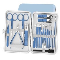 DLOETT Nail Clippers Manicure Set Pedicure Kit 18 PCS Professional Care with Tools Stainless Steel 미, 1set_Blue
