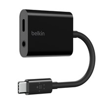 벨킨 락스타 3.5mm 오디오 USB C 충전 어댑터 NPA004btBK, 블랙, 19.6cm, 1개