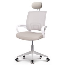 비애노 책상 컴퓨터 사무용의자 BM-C 화이트프레임 헤드형, 샌드베이지
