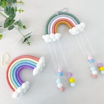 아잇라이크 무지개 마크라메 아기방꾸미기 거실 인테리어 가랜드 소품, 2.빗방울 무지개, 2.올리브그린