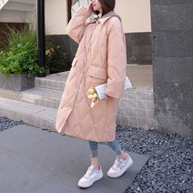 스타일아유 여성용 후드 카라 롱 패딩 점퍼 루즈핏 데일리아우터