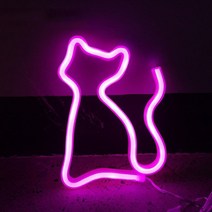 강아지 고양이 드라이룸 대형견 WooBong 고양이 네온 라이트 로그인 LED 동물 그림 Modeing 램프 장식 애완, 01 Pink light