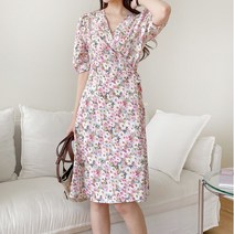 사랑스러움가득 셔링 플라워 랩 원피스(ops1281)