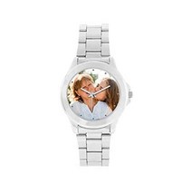 Personalized Daughter and Mom Photo Face Watch Happy Mothers Day Pink Leather Strap Watches for Wom