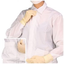 큐모아리빙 크린룸 방진복 Y카라 상의 제전복상의 방사능보호복 크린룸방진복 방진복상의, 스카이블루2XL