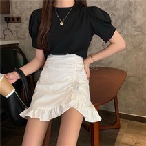 SAMARA 치마 2컬러 옆 프릴 레이스 튤립 미니 스커트