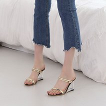 뮬 투명굽 웨지힐 8cm