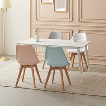 라로퍼니처 에버 1200 1400 포세린 통 세라믹 4인 식탁 세트, 1400 화이트, 스카이블루 의자4