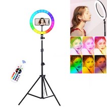 예스카모 유튜브 촬영용 1인방송 조명 RGB 링라이트 핸드폰홀더 알루미늄 삼각대 세트, 링라이트+1개 핸드폰홀더+160cm삼각대