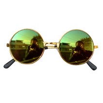 개 안경 애완 동물 빈티지 라운드 고양이 액세서리 사진 소품 장식 개 반사, 12 Gold green film
