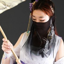 빈티지 쉬폰 베일 마스크 사극소품 고전 그라데이션