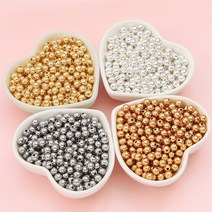 금속 구슬 메탈 볼 비즈 공예 재료 5종, 5mm (5g/약25개), 라이트실버