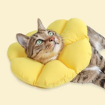 키트니 강아지 고양이 초경량 7분할 꽃잎 쿠션 넥카라 옐로 XL, 1개