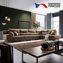 [쉐우드가구]베르 8인용 코너형 천연통가죽 소파 (일반형/카우치형), 크림아이보리 / 일반형