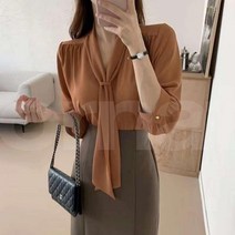 오르네트 여성 리본라인 7부소매 블라우스