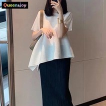 퀸앤조이 달링 플리츠 언발 반팔 블라우스***판매자 퀸앤조이***