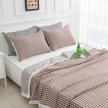 더플럼 깅엄체크 시어서커 이불 패드 베개커버 풀세트 국산