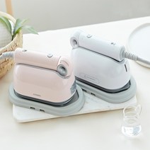 코맘스 2in1 핸디형 미니 스팀 건식 접이식다리미, 핑크