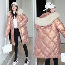 ANYOU 여자롱패딩 후드 면 재킷 여성용 미디엄 후드 코트 겨울 여성 일상 롱패딩