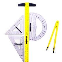 [교사용] 학습 교구 평면 도형 측정 세트 자석 칠판 삼각자 + 각도기 + 콤파스 + 1m T자 Over head ruler sets