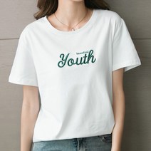 스타일아유 여성 깔끔한 티셔츠 여름 라운드넥 반팔 코튼 티셔츠 자수 레트로 캐주얼 클래식