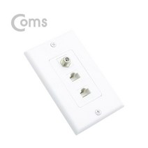 Coms AONT112 월 플레이트 RF 1포트 랜 2포트 벽면 설치 잭, 1개