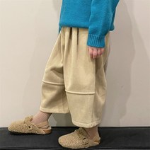 도오빠 코듀패치 아동 코듀로이 팬츠 따뜻한 와이드핏 밴딩 9부 바지 기모 가을 겨울 여아 남아 공용 키즈 주니어 어린이