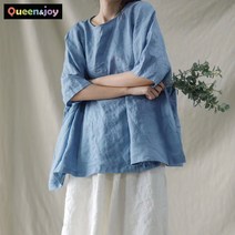 퀸앤조이 린넨의 계절 박시한 썸머 블라우스