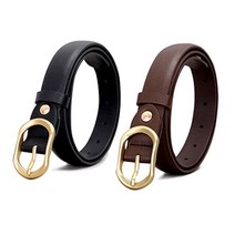 오너클랜 여성 세미정장벨트 심플 금장 버클 라운드 레더 벨트_WB09CE8