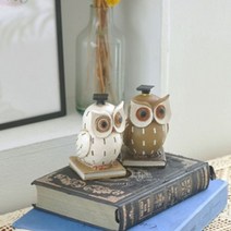 PGM2*^몰책 위에 박사 부엉이 2p (소) 테이블장식 동물인형 선물용 장식품 도자기품 인테리어 집들이 선반^*췤3pgm, a2*^*옵션없슴