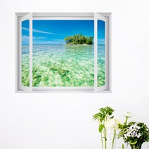 꾸밈데코_창문모양시트지_한여름날의바다여행(중형)(cy571)_포인트시트지창문모양시트지벽장식시트그림창문액자, G타입모던블랙