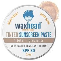 Waxhead 틴트 서핑 자외선 차단제 - 모든 야외 운동 선수용 산화아연 암초 안전 얼굴용 하와이 재사용 가능한 틴 (59.1ml(2온스) 틴트)135047