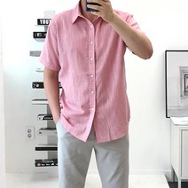 남성용 오버핏 기본 시원한 린넨 셔츠
