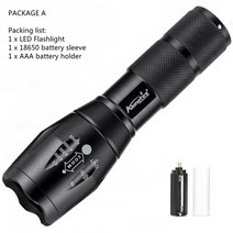 강력한 g700 cree xml t6 l2 led 알루미늄 방수 줌 캠핑 토치 전술 라이트 aaa 18650 배터리, 패키지, xml-t6 주도