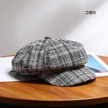 팔각모자 여 추동 빈티지 잉글리시 체크 베레모 일계 아웃도어 패션 거리 나들이 화가 모자