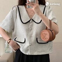 키리앙 쿠앤크 배색카라 자켓형 블라우스