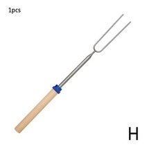 바베큐 꼬챙이 철강 자형 브레이징 포크 바늘 나무 꼬치 프롱 굽고 도구 더블 핸들, H