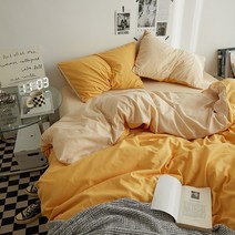 Minimal Home&Lifestyle 100% 면 이불 커버 세트 이불커버 1p + 침대시트 1p + 베개커버 2p