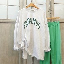 스티치 무스 레터링 루즈핏 긴팔 박스 맨투맨