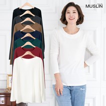 엄마옷 모슬린 7컬러 무지라운드 긴팔티셔츠 TS011252마담 미시 중년여성의류 빅사이즈 할머니옷 50대 60대