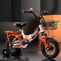피닉스 접이식 보조바퀴 키즈 아동용 어린이 자전거 12-20인치 선물용 사은품제공, 18인치, 오렌지 (충격 흡수 모델)