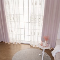 까르데코 디망쉬 암막+펄 레이스 긴창커튼4장+커튼봉10자