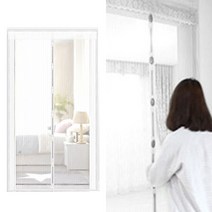 현관 방충문 모기장 문 원터치 방문 붙이는 방충망 촘촘 자석 미세먼지 창문 필터 방진망, 원형자석 방충망 화이트 150x230cm