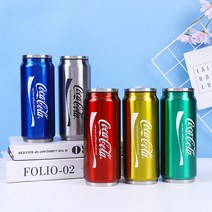 1+1 휴대용 NEW 코카콜라 캔 대용량 빨대 컵 텀블러 480ml, 레드, 실버