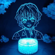 3D 홀로그램 팬 프로젝터 디스플레이 Agatsuma Zenitsu 조명 장식 선물, 용암 램프 베이스, 16가지 색상리모컨 포함